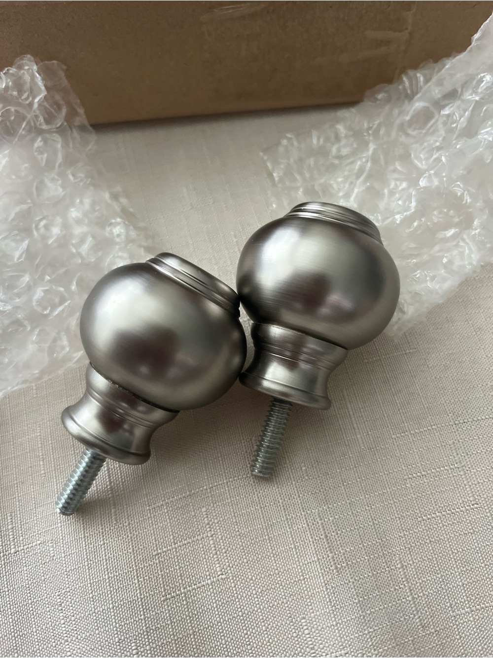 Brushed Nickel Curtain Rod Finials Pair